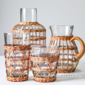 Ensemble de verre highball en cage de rotin